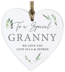 Personalised Memento Company Message Botanical Wooden Heart Decoration