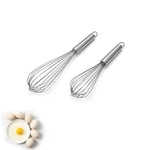 YUEMING 2 Pcs Whisk Egg Beater, Non-Stick Manual Whisk, 10/12 Inch Stainless Steel Wire Balloon Whisks, Kitchen Tools for Blending Whisking Beating Stirring Cooking Baking