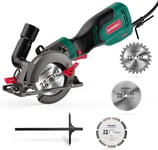 HYCHIKA Circular Saw, 750W 3500RPM Mini Circular Saw with 3 Blades115 and 125mm,