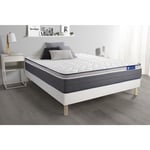 Ensemble matelas actilatex plus 140x200 Latex+Mémoire de forme Maxi épaisseur 7zones de confort + sommier kit blanc