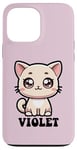 Coque pour iPhone 13 Pro Max Violet Motif chat mignon pour fille Violet