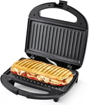 YASHE Grill Panini, 750W Appareil Panini avec Plaques Anti-adhésif, Appareil Croque Monsieur, Température Automatique, Indicateur LED, Poignée Cool Touch