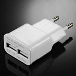 Adaptateur Secteur USB pour IPAD Mini 2 Double Prise Murale 2 Ports Courant AC Chargeur Blanc (5V-2A) Universel