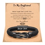 D Dongjiangjin Gift Boyfriend Birthday Gifts Mens Leather Bracelet, Birthday Anniversary Valentines Christmas Presents Gifts for Him Boyfriend BF Men Gift Ideas from Girlfriend Her