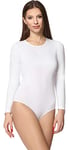 Merry Style Body Manches Longues Lingerie Sexy sous-vêtement Femme MS-114 (Blanc, M)