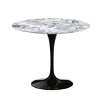 Knoll - Saarinen Round Table - Matbord, Ø 91 cm, Svart underrede, skiva i glansig vit Arabescato marmor - Ruokapöytä - Eero Saarinen - Valkoinen - Metalli/Kivi