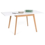 Table à manger extensible rectangle hedda 4-8 personnes blanc 80-160 cm