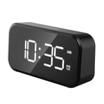 DERCLIVE LED Digital Alarm Clock Bedside Mains Powered,5 LED Digital Display Snooze Alarm Clock with Dual USB Port,12/24 Hours,6 Level Brightness,Snooze Function for Bedroom,Living Room,Office,White