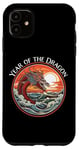 Coque pour iPhone 11 Année du Dragon #17 Sea Dragon Coucher de Soleil Vagues Rétro