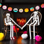 Talking Tables 2X Hanging Skeletons Halloween Party Decorations Mrs Paper Honeycombs | Day of The Dead Skulls, Graveyard Props, HALLOWSKELETONS