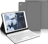 Étui Clavier Pour Ipad 9.7"", Ipad 6ème/5ème Géneration(2018/2017), Ipad Pro 9.7, Ipad Air 2/1, Bluetooth Clavier Azerty Français Amovible Avec Fente Pour Apple Pencil, Gris