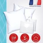 DODO Pack 2 oreillers tendance 60x60cm + 2 protège oreillers imperméable 60x60 cm - Garnissage 100% Polyester