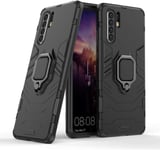 Etui Protection Coque Huawei P30 Pro, Compatible Pour Huawei P30 Pro Coque Etui Couverture Bague Support Magnétique Titulaire Pc Silicone Armure Hybride Huawei P30 Pro Antichoc Case, Noir