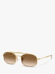 Ray-Ban RB3719 Unisex Oval Sunglasses, Arista Gold/Brown Gradient