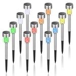 GIGALUMI Colour Changing Solar Garden Lights Stakes,12 Pack Solar Powered Garden Lights with Upgraded Solar Panel, Waterproof Solar Stake Lights for Walkway, Patio, Yard, Lawn, Driveway