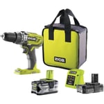 RYOBI - Perceuse-visseuse à percussion 18V ONE+ 50 Nm + 2 batteries 4 & 2 Ah, chargeur - Livrée en sac de transport - R18PD3-242S