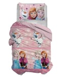 Disney Parure de lit 1 Place, Housse de Couette + taie d'oreiller, Housse de Couette avec taie d'oreiller, Sac 155 x 200 cm, 100% Coton, Frozen, (Pas de Frais de Drap avec Coins)