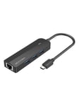 Vention USB-C to USB 3.0*3/RJ45/Micro-B HUB 0.15M Black USB hub - 4 porttia - USB 3.0 - Musta