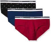 Nautica Men's Classic Cotton Stretch Multipack Briefs Red/Estate Blue/Sail Black, XL (Pack of 3)