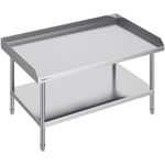 Vevor - Table de preparation en metal 30 x 48 x 26 pouces, avec protection anti-eclaboussures a 3 cotes, hauteur reglable, construction en acier