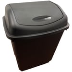 50L Black Swing Bin Rubbish Recycling Dustbin for Home Kitchen Office