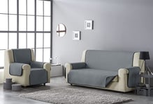 Estoralis | AVA | Housse de canapé au Design Moderne| Tissu matelassé réversible | Gris/Anthracite | pour canapé 4 Places | Taille du Tissu 190 x 220 cm (Largeur par Hauteur)