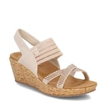 Skechers Women's Beverlee-Fancy Sips Wedge Sandal, Natural, 5.5 UK