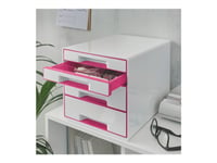 Skrivbord Cube Leitz Wow 4-Lådor Vit/Rosa