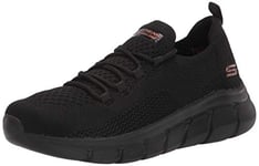 Skechers Femme Bobs B Flex Color Connect Sneaker, Black Engineered Knit/Trim, 37.5 EU