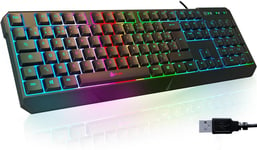 Chroma Clavier Gamer Azerty Fr-Nouveauté-Silencieux Usb-Clavier Filaire Rétroéclairé Led-Pc Gaming Ps4 Ps5 Mac-Noir