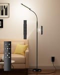 Nulmvic Lampadaire sur Pied Salon: 18W 4 Températures de Couleur et 4 Luminosités avec Télécommande - 1H Minuterie - Lampadaire Flexible à Col de Cygne pour Bureau Chambre (Noir)