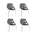 Designetsamaison - Lot de 4 chaises noires - Lily