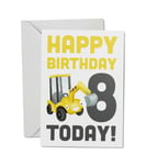 1 x Digger A5 Blank Greetings Card - Kids Birthday 8th 8 Eight Today Gift #77004