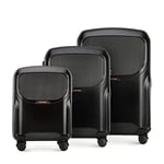 WITTCHEN Lady 2 Stylish Set of 3 Suitcases Travel Luggage Hard-Wearing Polycarbonate 4 Double Wheels TSA Combination Lock Size (S+M+L) Black Elements in Rose Gold