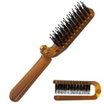 Brosse à cheveux pliable - Mini peigne à cheveux pliable - Brosse à cheveux antistatique pour homme - Taille compacte - Peigne de massage des cheveux avec poils de sanglier - Pour femmes et filles -