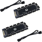 Hub RGB, 2Pcs 1 à 11 Ports Controleur ARGB, RGB LED répartiteur Hub avec Port SATA/IDE (5 V 3 Broches).[S261]