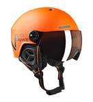 BLACK CREVICE Casque de ski Sölden I Casque avec visière en style pilote de différentes couleurs I Casque hommes & femmes I Casque de snowboard unisexe I Casque respirant I Taille réglable (S, orange mat/noir)