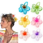 Euqvunn Flower Hair Clips 6Pcs, Hair Claw Clips Flower Claw Clips for Thick Hair, Hawaiian Flower Clips for Hair Non-slip, Plumeria Hair Accessories Hairstyle Gifts for Women and Girl