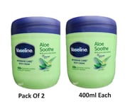 2 x Vaseline Intensive Care Body Cream Aloe Soothe Pure Aloe Extract 400ml