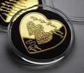 The Commemorative Coin Company Beautiful 50th GOLDEN WEDDING ANNIVERSARY Heart Shaped Commemorative in Capsule. Gift/Present/Congratulations. 50 Years Together. Fifty/Fiftieth. 24ct Gold