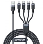 USB-kabel 4in1 USB-A - 2 x USB-C / Lightning / Micro för laddning och dataöverföring 1,2m Joyroom S-1T4018A18 - svart