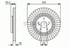 Bromsskiva Bosch - Toyota - Rav4, Camry, Sienna. Lexus - Rx, Nx, Es