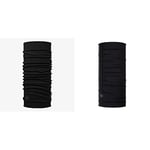 Buff Men Solid Midweight Merino Wool - Black, Adult & Unisex Solid Original Protective Outdoor Tubular Bandana Scarf - Black