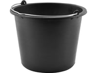 Kraftig Sort Spand 12L Med Metalhank. Er Syrefast Temperatur -40°C Op Til +40°C. H: 24,5 Cm Invendig Ø: 23 Cm (Bund) / 28 Cm (Topp)