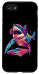 Coque pour iPhone SE (2020) / 7 / 8 Party Shark Disco DJ avec illustration de platine casque