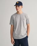 Gant Mens Regular Fit Short Sleeve Shield Logo T-Shirt - Grey Cotton - Size Large