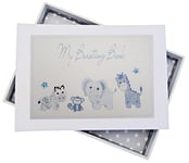 White Cotton Cards My Boasting Book, Mini Photo Album, Blue Toys, Animals, Board, 12.5 x 17.5 x 2.5 cm