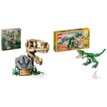 LEGO Jurassic World Les Fossiles de Dinosaures Le Crâne du T. Rex, Jouet de Dinosaur & 31058 Creator 3-en-1 Le Dinosaure Féroce, Cadeau de Noël, Jouet Dinosaures, Figurines, T. Rex, Triceratops