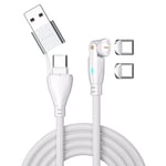 4Smarts GravityCord USB-C/A 540° magnetisk kabel 100W, 1,8m - Hvit