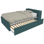 Lit Queen size 120x190 avec conteneur et deuxième lit extractible - Verde Petrolio